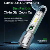Đèn Pin 520A Pro-Zoom Xa Gần + Nam Châm + 8 Chế Độ Sáng + Kháng Nước