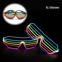 iridescence Glowing LED Night Light Up Women Sun glasses Wedding Decorative EL Wire Bright Glasses For Women Gift