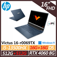 【HP】Victus 16-r0069TX(i5-13500HX/16G+16G/512G+512G/RTX 4060)