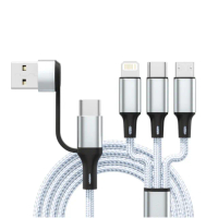 【魔宙】USB/Type-C轉MicroUSB+Lightning+Type-C六合一充電線 銀 1.2M