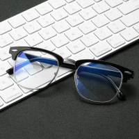 FNCXGE Classic Semi Rimless Computer Men Anti Blue Light Blocking Glasses Square Ray Filter Eyeglasses Frames Women