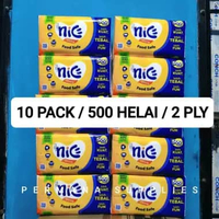 (PAKET 10 PACK) TISSUE NICE FACIAL 500 HELAI 250 Sheet 2 Ply Tisu Tisue Tissu Wajah NICE 500 Kemasan