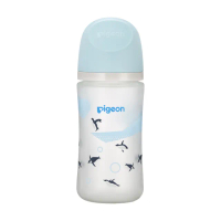 【Pigeon貝親 官方直營】第三代母乳實感矽膠護層玻璃奶瓶240ml/企鵝