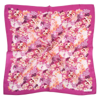 Nina Ricci 手繪風繽紛花朵混綿方型絲巾-粉紅色