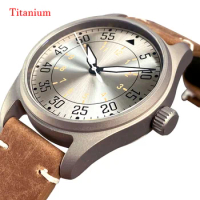 Tandorio Titanium Watch Material Diver Automatic Watch Men Pilot Wristwatch NH35 PT5000 Movt Screw Crown Sapphire Rejor 39mm