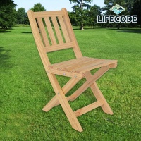 【LIFECODE】《極簡風》黃松木-實木休閒折疊椅