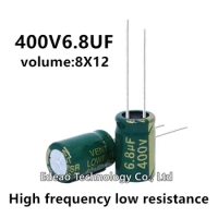 20pcs/lot 400V 6.8UF 400V6.8UF 6.8UF400V volume: 8x12 8*12 mm High frequency low resistance aluminum electrolytic capacitor