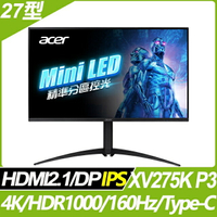 【hd數位3c】ACER XV275K P3(2H1P1C/1ms/IPS/160Hz/無喇叭/FreeSync Premium/HDR1000)HDMI 2.1.MiniLED【下標前請先詢問 有無庫存】