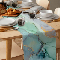 Marble Turquoise Fashion Creative Linen Table Runners Wedding Decor Home Kitchen Country Decor Dining Antifouling Table Runners