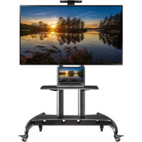 Mobile TV Cart TV Stand with Wheels for 55" - 85" Inch LCD LED OLED Plasma Flat Panel Screens up to 200lbs AVA1800-70-1P (Black)