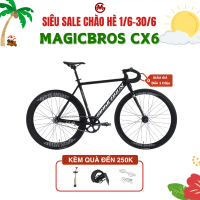 Xe đạp Fixed gear MAGICBROS CX6 khung nhôm càng thép không mối hàn, bánh sau bản cao 6cm, trước 4cm 