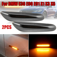 SALE 2Pcs Smoked LED Light Dynamic Side Marker Turn Signal Lamp For BMW E36 E90 E91 E92 X1 X3 X5 Car Accessories Dropshipping