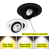 LED Panel light lamp 5W 7W 10W led lighting Dimmable Recessed 360 angles adjustable downlight panel light + LED Driver