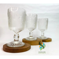 Souvenir Gelas Minum Kaki Bunga Cangkir Wine Stemware Kaca Motif