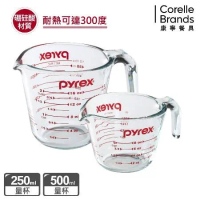 【美國康寧 Pyrex】硼硅酸耐熱玻璃 單耳量杯500+250ML