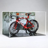 全城熱賣 - 公路騎行自行車合金模型單車車模收藏擺件創意手辦送朋友騎友禮物紅色-1:8公路自行車+背景展示盒B款