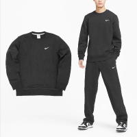 NIKE 耐吉 大學T NSW Sweatshirts 黑 白 基本款 男款 小勾 長袖 長T 內抓絨(623459-010)