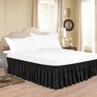 Frame Hiding Bed Skirt Bed Skirt with Ruffles Silky Luxurious Wrap Around Bed Skirt with Elastic Dust Ruffles for Queen Beds