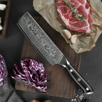 大馬士革鋼小菜刀切肉片刀西式廚房料理刀G10玻璃纖維手柄雨點紋