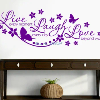 New Design Hot Selling Live Every Moment, Laugh Every Day, Love Beyond Words Wall Stickers Home Decor Living Room Bedroom LA180