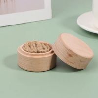 1Pc Personalized Round Wooden Ring Box Wedding Engagement Ring Dish Wooden Storage Ring Box Engagement Ring Box