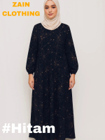 Zain Clothing Jubah Aisyah Collection Corak Bunga Golden Kain CEY Premium Poket Sisi Kanan Zip 12 In