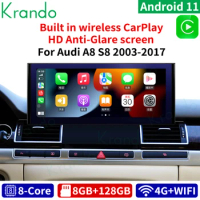 Krando Android 12.0 12.3'' HD Anti-Glare Screen For Audi A8 S8 D4 2010-2017 Car Radio Navigation GPS DVD Player Wireless Carplay