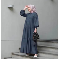 Baju GAMIS BREZANI MIDI LONG DRESS REMAJA RUFFLE NAVY