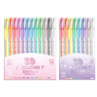 6pcs 3D Jelly Pens Set Bright Color Art Marker Pen 1.0mm Bold Point for  Handwriting Drawing Paint DIY School A6291