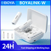 BOYA BOYALINK-W Wireless Lavalier Lapel Microphone for iPhone Android PC Computer DSLR Cameras Streaming Youtube Recording Vlog
