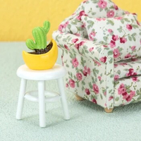 1:12 Dollhouse Miniature High Stool Tea Bar Stool White Round Chair Furniture Home Decor Toy 1pc