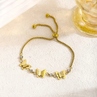 Keycollection - Gelang Serut Titanium Kupu Permata Anti Karat & Anti Luntur