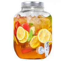 Drink Dispenser With Spigot Airtight Glass Jar With Anti-Rust Lid Glass Lemonade Laundry Detergent Dispenser Glass Container