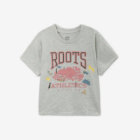 【Roots】Roots 女裝- RBA ANIMAL BOXY短袖T恤(白麻灰)