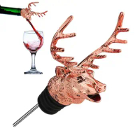 Deer Wine Pourer Bottle Stopper Liquor Pourer 2-In-1 Deer Head Wine Pourer Spout Wine Bottle Stopper For Home And Bar Deer Wine