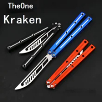GoodBFK Balisong Flipper Trainer Theone Kraken Clone Aluminum Handle Folding Knife Tactical EDC Bushing System