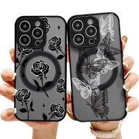 เคสโทรศัพท์แม่เหล็ก ผิวสัมผัส ผิวเงา ทาสี สำหรับ Apple 16 และ 16 Pro Max สีดำ มีจำหน่ายแล้ว 16E [COD