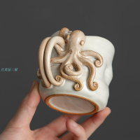 宋樸蘇揚燁大師純手工章魚咖啡杯下午茶杯禮盒裝萩燒茶杯柴燒手作