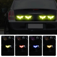 3Pcs Bat Shape Car Reflective Warning Sticker Safely Night Helmet Decorative Decals Accessories Voiture Electric Vehicle Sticker