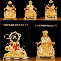 A SET 5pcs WU LU CAI SHEN 5 Gods of wealth gold plating copper large Wholesale Taoist Buddhist supply Temple Altar Worship