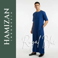 HAMIZAN - New Emirati Comfort Short Sleeve Thobe | Baju Gamis Pria Jubah Arab Dewasa | Pakaian Musli