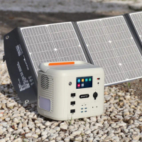 【emirai】次世代行動電站1500W+120W太陽能板組-沙漠白EMR1500X(戶外防災露營儲能電站/安全耐用磷酸鐵鋰)