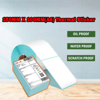A6 Thermal Sticker 100*150mm Blue Base AWB Barcode Airway Bill Shipping Label/Roll/Fanfold/ AWB
