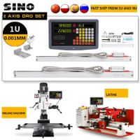 SINO 2 Axis DRO Kits Digital Readout Display With 0.001mm 1Um Linear Scale Encoder Grating Glass Ruler For Milling Machine Tools