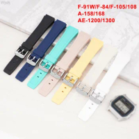 18mm Watch Strap for Casio G-SHOCK F-91W/F84/F105/108 A-158/168 AE-1200/1300 Colorful Silicone Wrist Band Bracelet Accessories