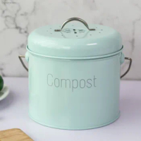 Nordic Style Home Compost Bin 3L Stainless Steel Kitchen Compost Bin Kitchen Composter for Food Waste Coal Filter