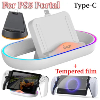 For PS5 Portal Charging Dock Streaming Handheld Type-C Charging Stand with RGB Light Charger Station For Sony Playstation Portal