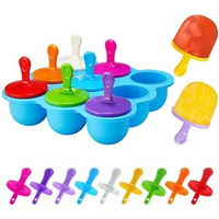 Silicone Ice Pop Mold Non-Stick Ice Pop Maker 9-Cavity Popsicle Mold Baby Food Freezer Tray
