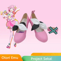 Project Sekai Colorful Stage Feat Miku Otori Emu Cosplay Costume Shoes Handmade Pink Cute Faux Leather Shoes