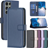 Leather Flip Case Etui For Samsung Galaxy S24 s 24 S23 s 23 FE S22 Ultra Plus+ Cases Capa Magnetic Wallet Book Stand Cover